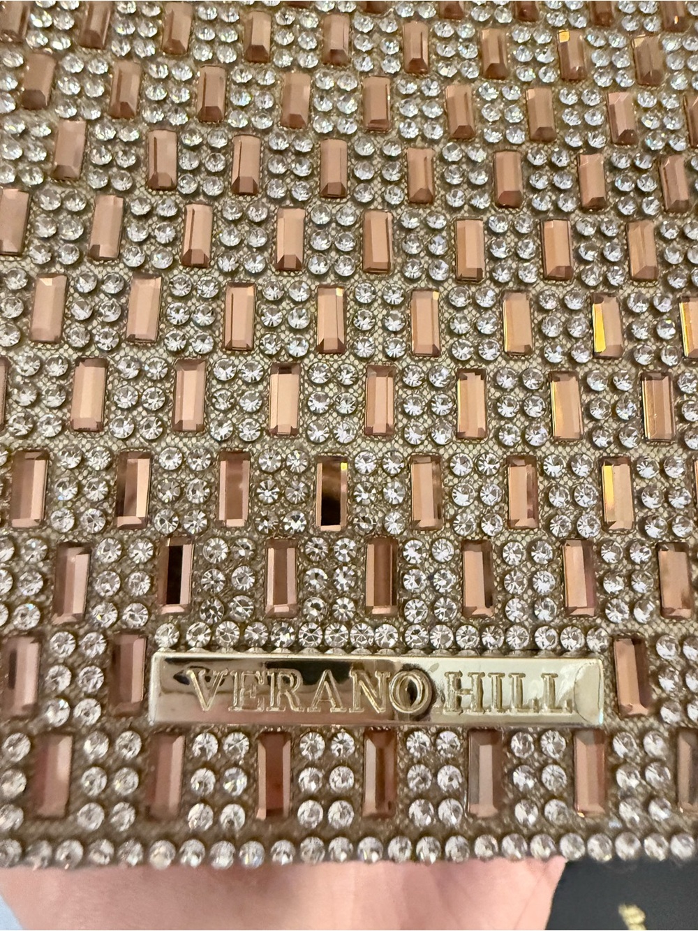 Verano Hill Gold Rhinestone Pyramid Evening Bag - Picture 3 of 3